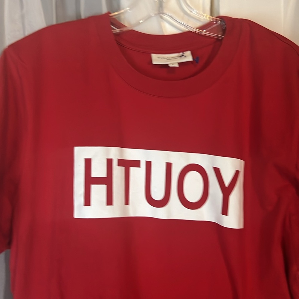 Public School YOUTH Print Tee Men’s Large Basic Short Sleeve Red